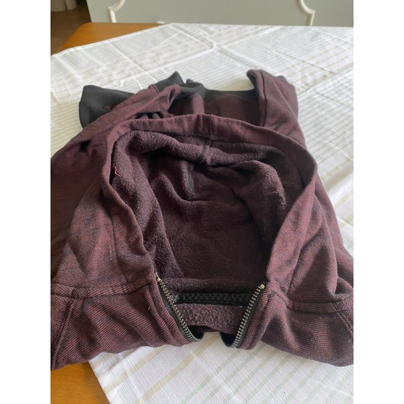 Vans Off The Wall EUC Hooded Full Zip Pocketed Sweatshirt Maroon & Black Size S - Picture 6 of 8